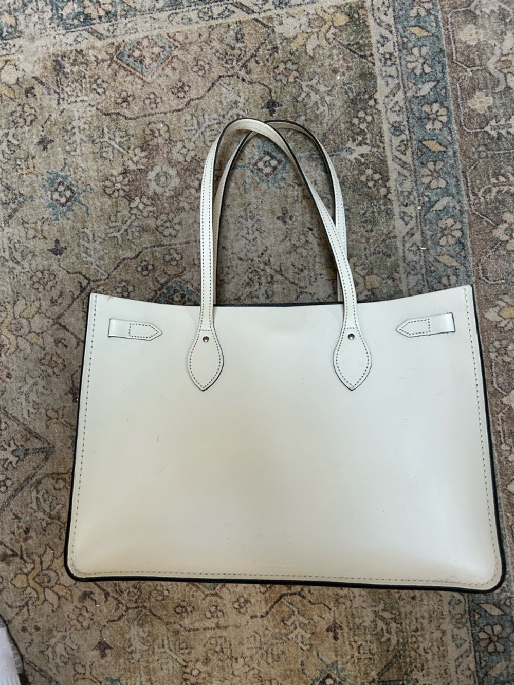 The Cambridge Satchel Company Cream Leather Tote, good used lightly condition - Picture 8 of 9